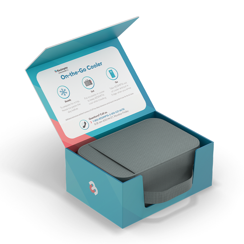 Patient medication cooler and magnetic-flap packaging